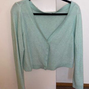 TURQUOISE AMERICAN EAGLE KNIT CROP CARDIGAN SIZE MED (UNWORN)